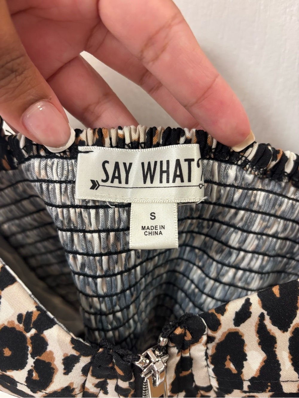 Say What? Leopard Print Full Front Zip Bustier Crop Tank Top Brown Black Cream S - Picture 4 of 7